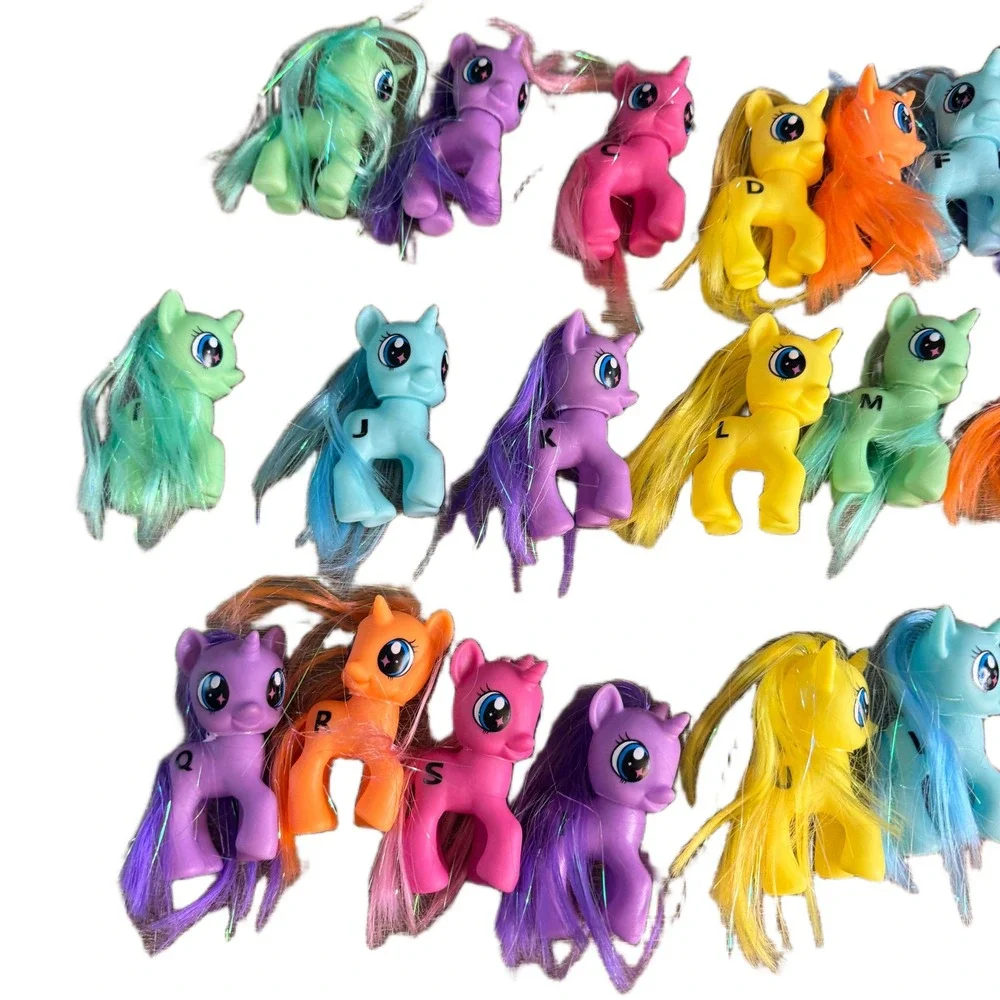 26pc Alphabet Pony Figure Set A-Z Letters Rainbow Tinsel Hair Educational Toys‎